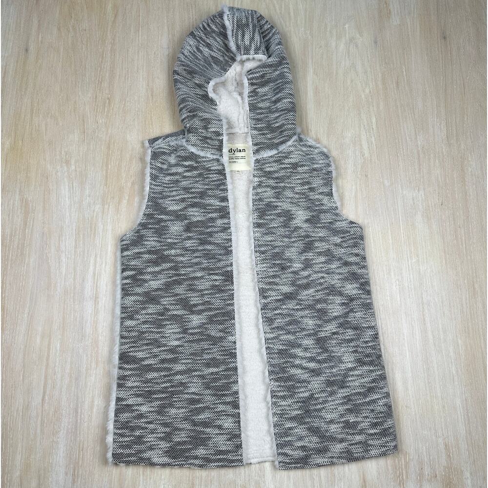 Dylan Gray Sleeveless Hooded Casual Spacedye Faux Fur Lined Cozy Vest Medium